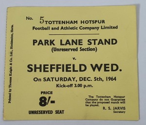 Tottenham Spurs V Sheffield Wednesday 5th December 1964 Ticket Stub for sale on Ebay