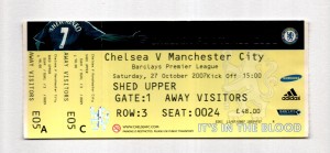 Chelsea v Manchester City 2007-2008 Premier League Ticket 27/10/2007 for sale on Ebay
