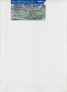 14  2  06  Millwall  v  Hull  City         match ticket for sale on Ebay