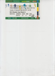 1  11  05  Preston   v  Hull  City        match ticket for sale on Ebay