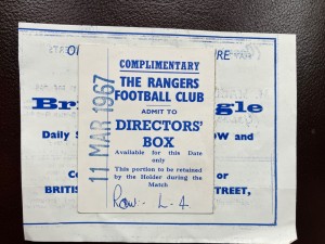 Rangers FC match ticket 1967 for Directors Box for sale on Ebay