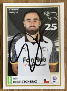 SIGNED EFL 25/26  STICKER - BEN BRERETON DIAZ - DERBY COUNTY for sale on Ebay