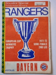 Glasgow Rangers v Bayern Munich ECWC Semi-Final Football Programme - 19/04/1972 for sale on Ebay