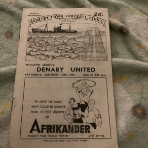 1946/7 Grimsby Town v Denaby Utd. Midland reserves league. Rare for sale on Ebay
