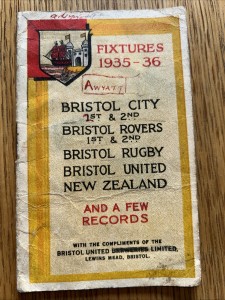 Bristol City/Bristol Rovers Fixtures Booklet 1935/36 for sale on Ebay