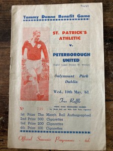 St Patrick's Athletic v Peterborough United 1961 Tommy Dunne Benefit Game for sale on Ebay