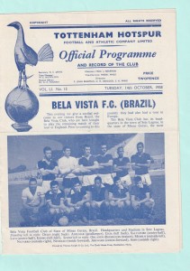 1958/59 FRIENDLY : TOTTENHAM HOTSPUR v BELA VISTA ON 14TH OCTOBER 1958 for sale on Ebay