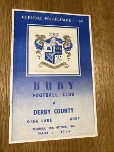 Bury V Derby County 1954/55 for sale on Ebay