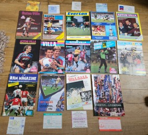 Job Lot Liverpool Away 1980s Football Programmes, many with ticket stubs for sale on Ebay