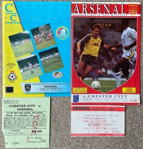 Arsenal v Chester City League Cup 2nd Rd 90/91 - 2 programmes + tickets for sale on Ebay