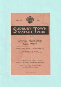 1958/59 EASTERN COUNTIES LEAGUE : SUDBURY TOWN v TOTTENHAM HOTSPUR 
