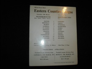 PETERBOROUGH UNITED  V  HERTFORD TOWN  (ECL)  10-3-73  SINGLE SHEET CARD for sale on Ebay
