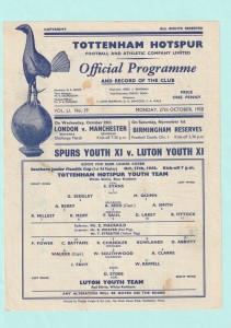 1958/59 SOUTHERN JUNIOR FLOODLIT CUP : TOTTENHAM HOTSPUR v LUTON TOWN YOUTH XI for sale on Ebay