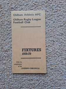 Oldham AFC and Oldham Rugby League Fixture List 78/79 for sale on Ebay