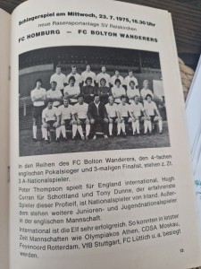 Homburg V Bolton Wanderers Pre Season Friendly 23/7/1975 for sale on Ebay