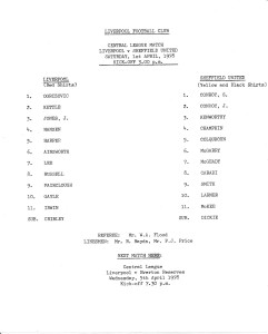 Liverpool Reserves v Sheffield United (Central League) 1977/1978 for sale on Ebay
