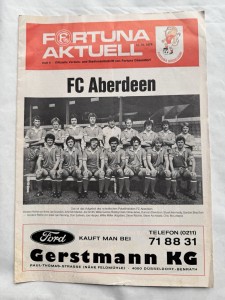 Fortuna Dusseldorf V Aberdeen ECWC  Matchday Programme Played 18th October 1978 for sale on Ebay