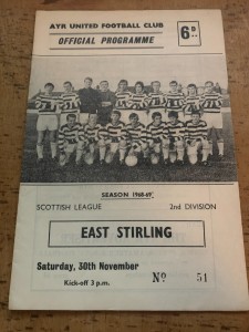 Ayr united v East Stirling 1968/69 for sale on Ebay
