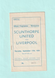 1959/60 LEAGUE DIVISION 2 : SCUNTHORPE UNITED v LIVERPOOL ON 17TH SEPTEMBER 1959 for sale on Ebay
