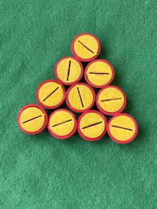 SUBBUTEO SET OF 10 HEAVYWEIGHT BASES,RED OUTER BASES WITH YELLOW INNER DISCS. for sale on Ebay
