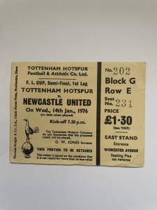 Tottenham v Newcastle, League Cup, Semi Final, Ticket, 1976 for sale on Ebay