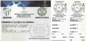 Ticket ECL 10-11 Bursaspor - Manchester United for sale on Ebay