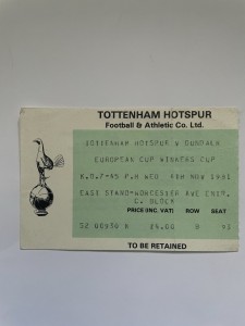 Tottenham v Dundalk, European Cup Winners Cup, Ticket, 1981/82 for sale on Ebay