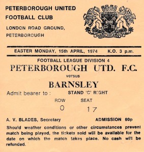 TICKET: Peterborough United v Barnsley 1973/1974 for sale on Ebay