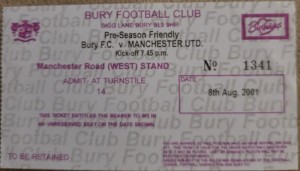 Bury V Manchester United Ticket 01-02 for sale on Ebay