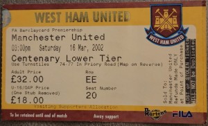 West Ham United C Manchester United Ticket 01-02 for sale on Ebay