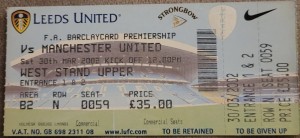 Leeds United V Manchester United Unused Ticket 01-02 for sale on Ebay