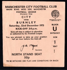 Manchester City v Burnley 1973-1974 Division One Ticket 22/12/1973 for sale on Ebay