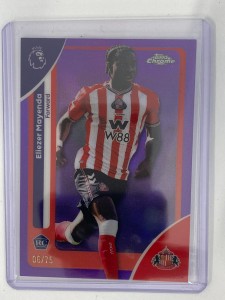 TOPPS PREMIER LEAGUE CHROME 2026 ELIEZER MAYENDA SUNDERLAND PURPLE 6/75. for sale on Ebay