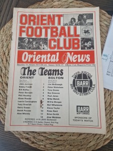 POSTPONED Orient V Bolton Wanderers 15/01/1977 for sale on Ebay