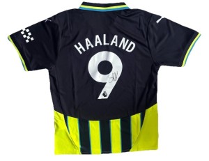 ERLING HAALAND Hand Signed 24/25 Manchester City Away Shirt RARE*COA for sale on Ebay