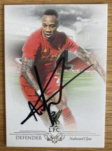 Nathaniel Clyne personally hand signed Futera Liverpool card for sale on Ebay