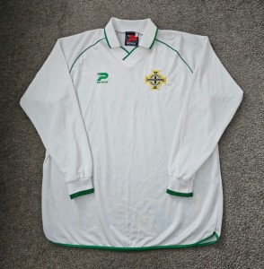 2002 Northern Ireland XL Size Long Sleeve Vintage White Patrick Away Shirt for sale on Ebay