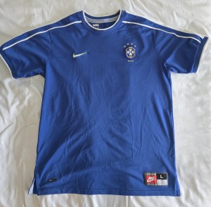 Original Brazil 1998/2000 Blue Away Football Shirt Men's Large for sale on Ebay