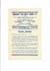 Brighton & HA 'A' v Crawley Town 1961-62 (ML Cup) for sale on Ebay