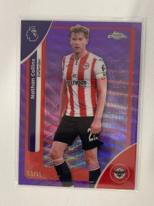 TOPPS PREMIER LEAGUE CHROME 2026 NATHAN COLLINS BRENTFORD PURPLE WAVE 69/75. for sale on Ebay
