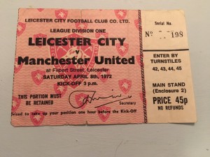 Leicester City V Man United 1972 ticket for sale on Ebay
