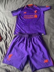 Liverpool Football Kit. Rare Purple Kit 8/9 Years for sale on Ebay