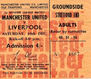 TICKET: Manchester United v Liverpool 1966/1967 for sale on Ebay