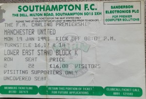 Southampton V Manchester United Ticket 97-98 for sale on Ebay