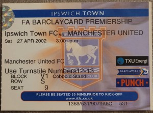 Ipswich Town V Manchester United Ticket 01-02 for sale on Ebay