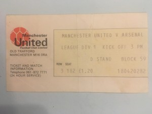 Man United V Arsenal 1977 ticket for sale on Ebay