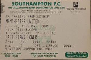 Southampton V Manchester United Ticket 00-01 for sale on Ebay
