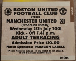 Boston United V Manchester United Ticket 01-02 for sale on Ebay