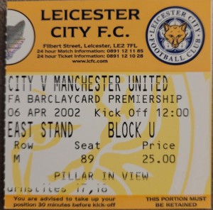 Leicester City V Manchester United Ticket 01-02 for sale on Ebay