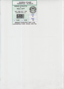 26  10  96  Wigan  Ath.   v  Hull  City        match ticket for sale on Ebay